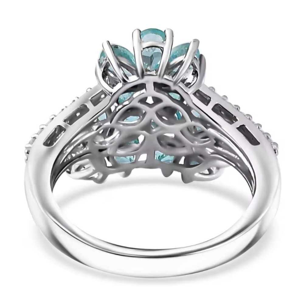 Natural Betroka Apatite Flower Ring Sterling Silver Sz 6! NEW - Picture 5 of 13